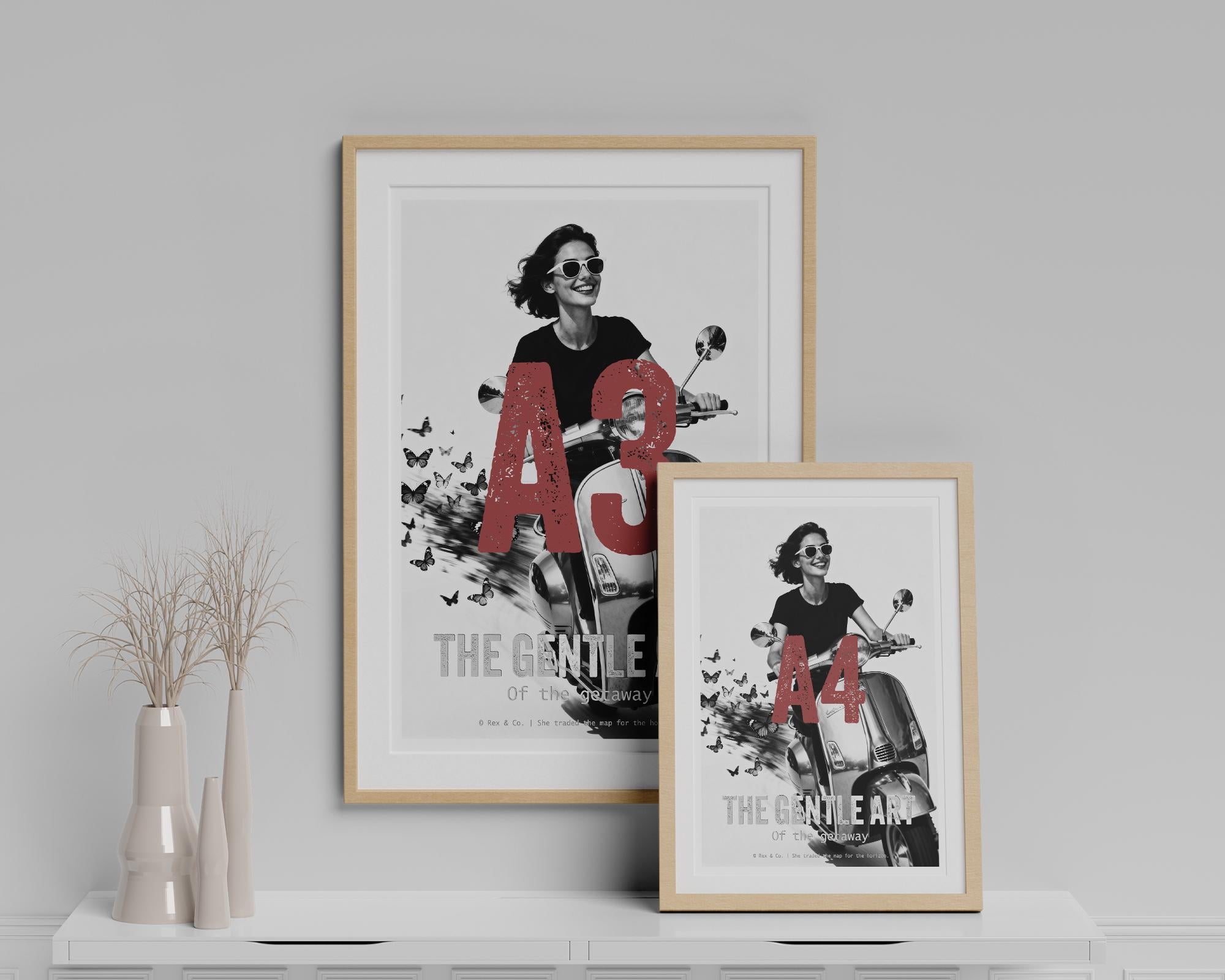 Vespa with Butterflies Poster | Joyful Escape Decor | Feminine Wall Art