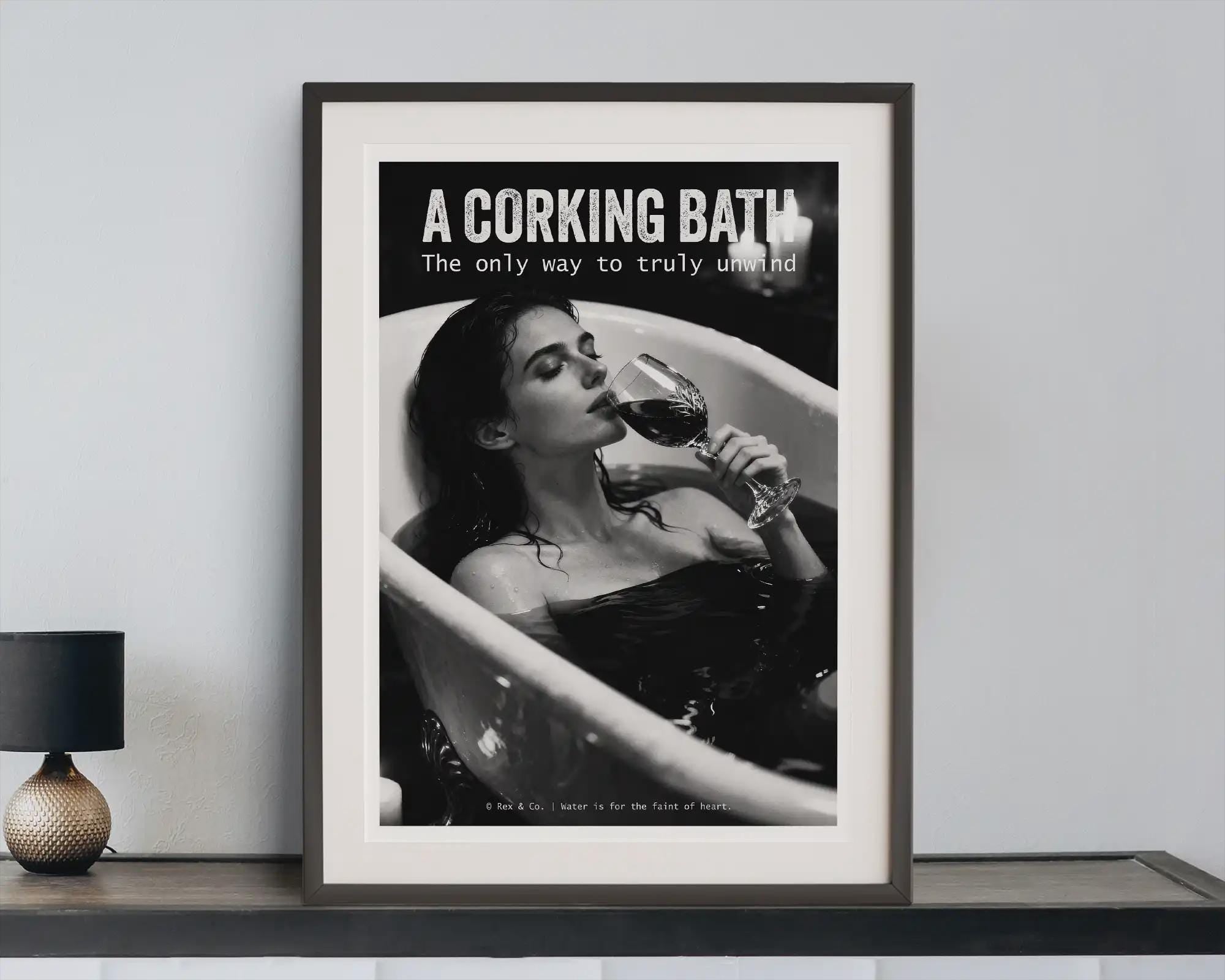 Woman in Wine Bath Art Print | Gothic Noir Bathroom Decor