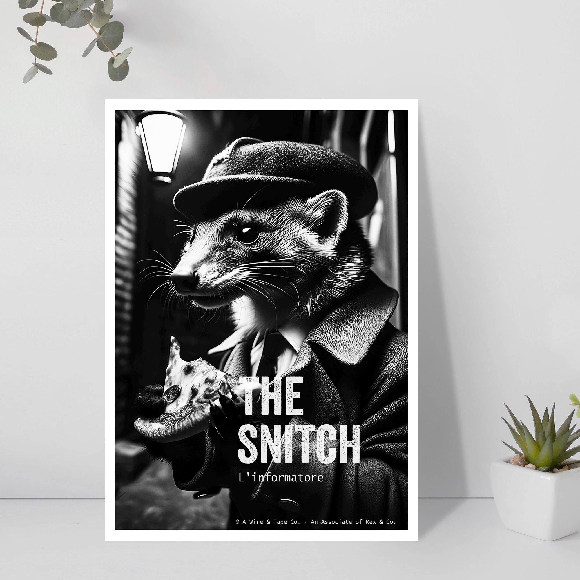 Gangster Weasel Art Print | Funny Animal Noir Decor