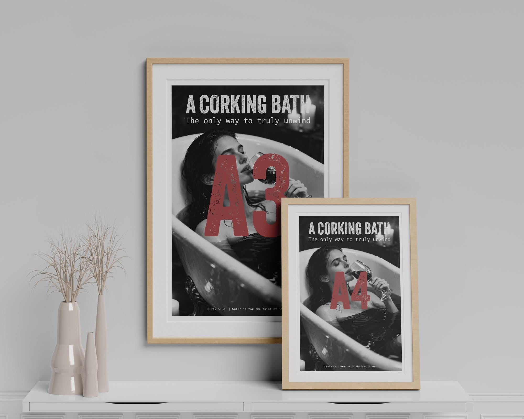 Woman in Wine Bath Art Print | Gothic Noir Bathroom Decor