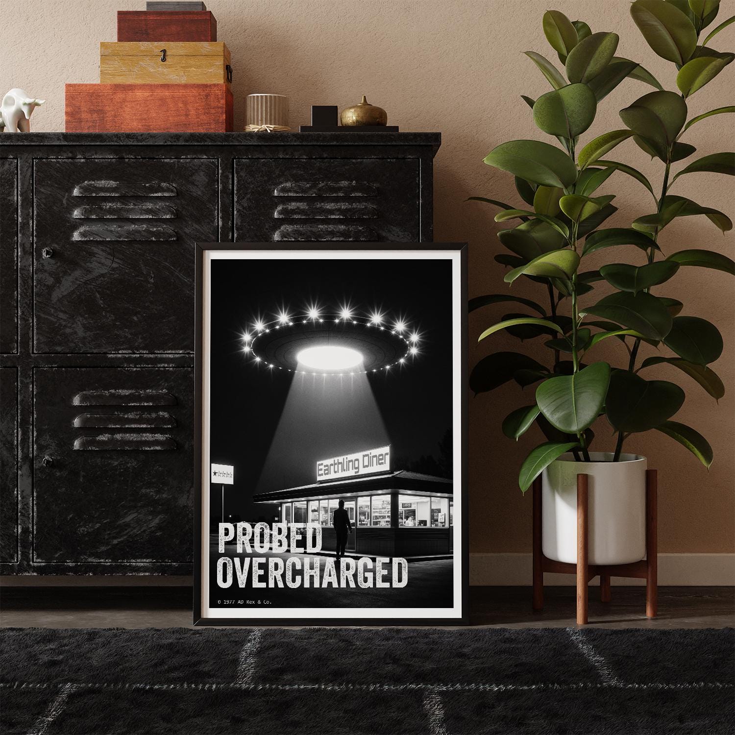 Alien Yelp Review Art Print | Sci-Fi Diner Poster