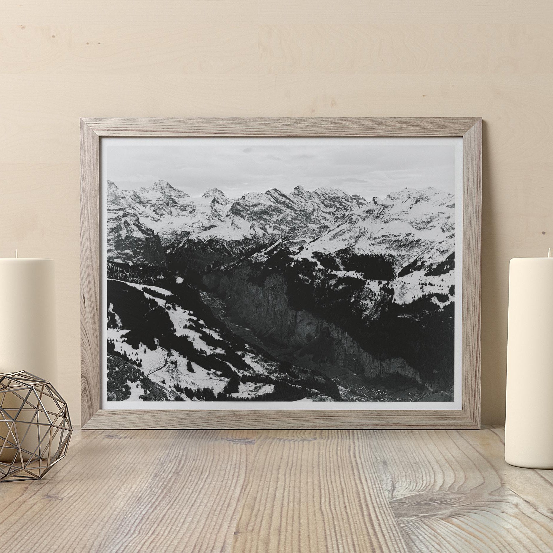 Lauterbrunnen Panorama | Männlichen Wall Art | Black & White Alpine Photography