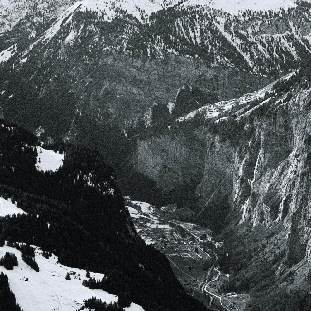 The Lauterbrunnen Vista | View from Männlichen | Black & White Alpine Photo