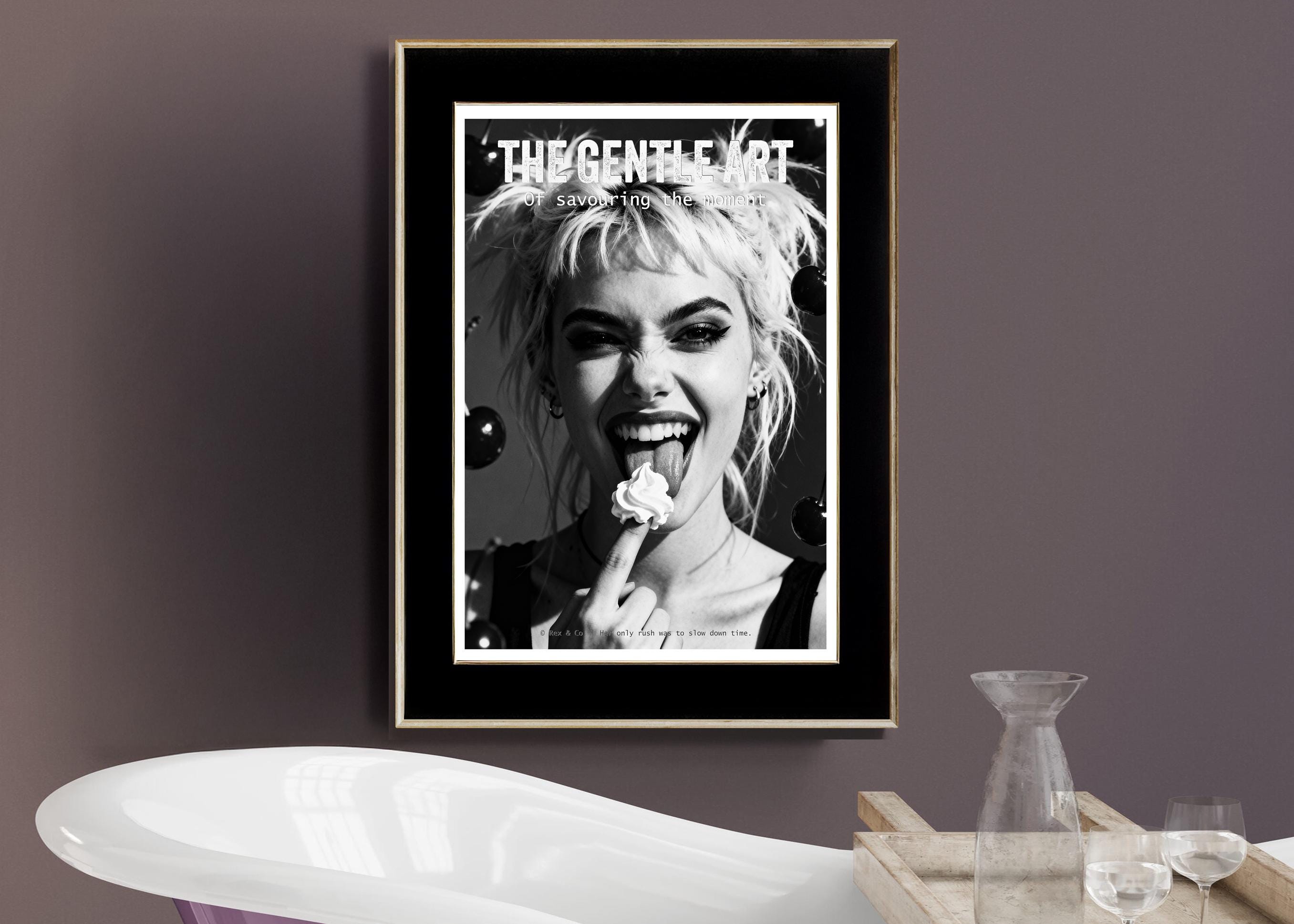 Art of Indulgence Print | Savouring the Moment Poster | Sensual Wall Art | Luxurious Home Decor