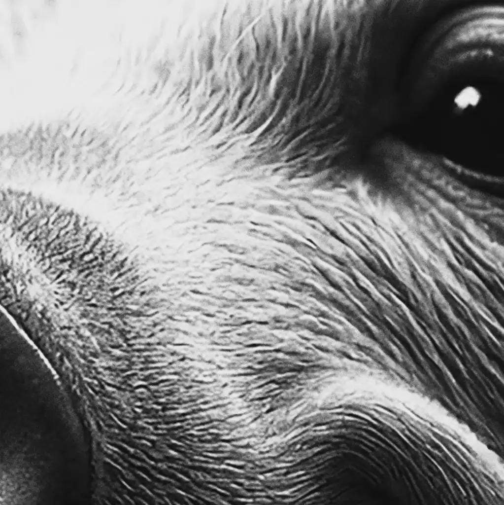 Close-up of a pig's eye with detailed texture
