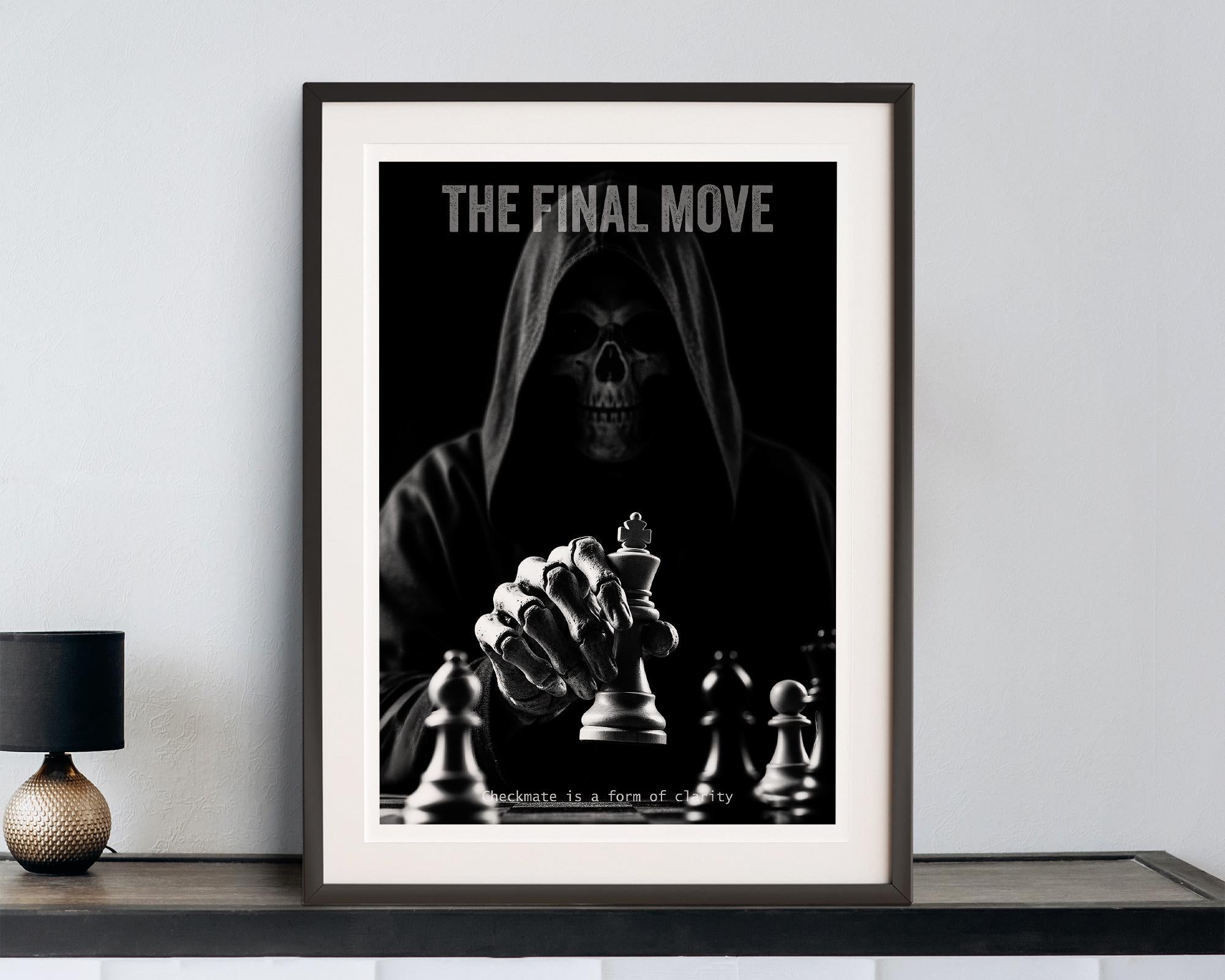 Grim Reaper Chess Art | Death and Strategy Poster | Gift for Chess Player | Study Library Decor
