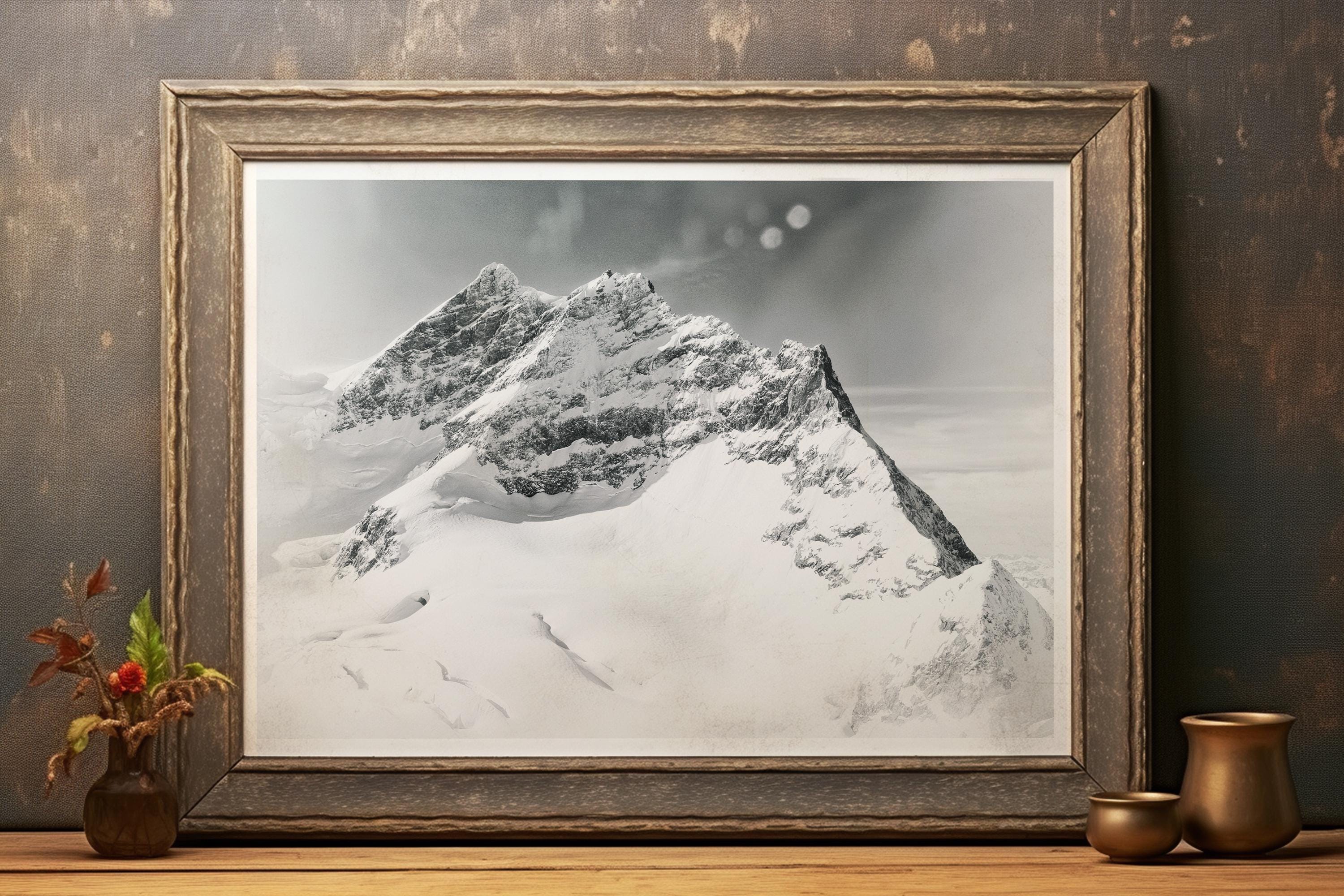 Trio of Peaks at Jungfraujoch | Ethereal Alpine Photography | Snowy Mountain Poster