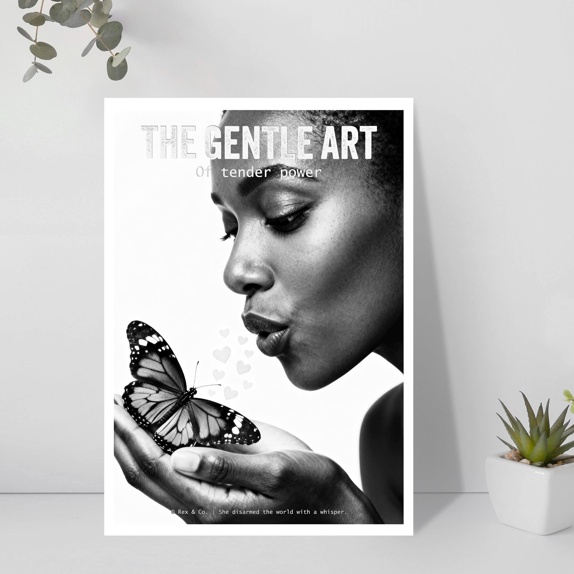 Woman and Butterfly Art | Tender Heart Poster | Feminine Wall Decor