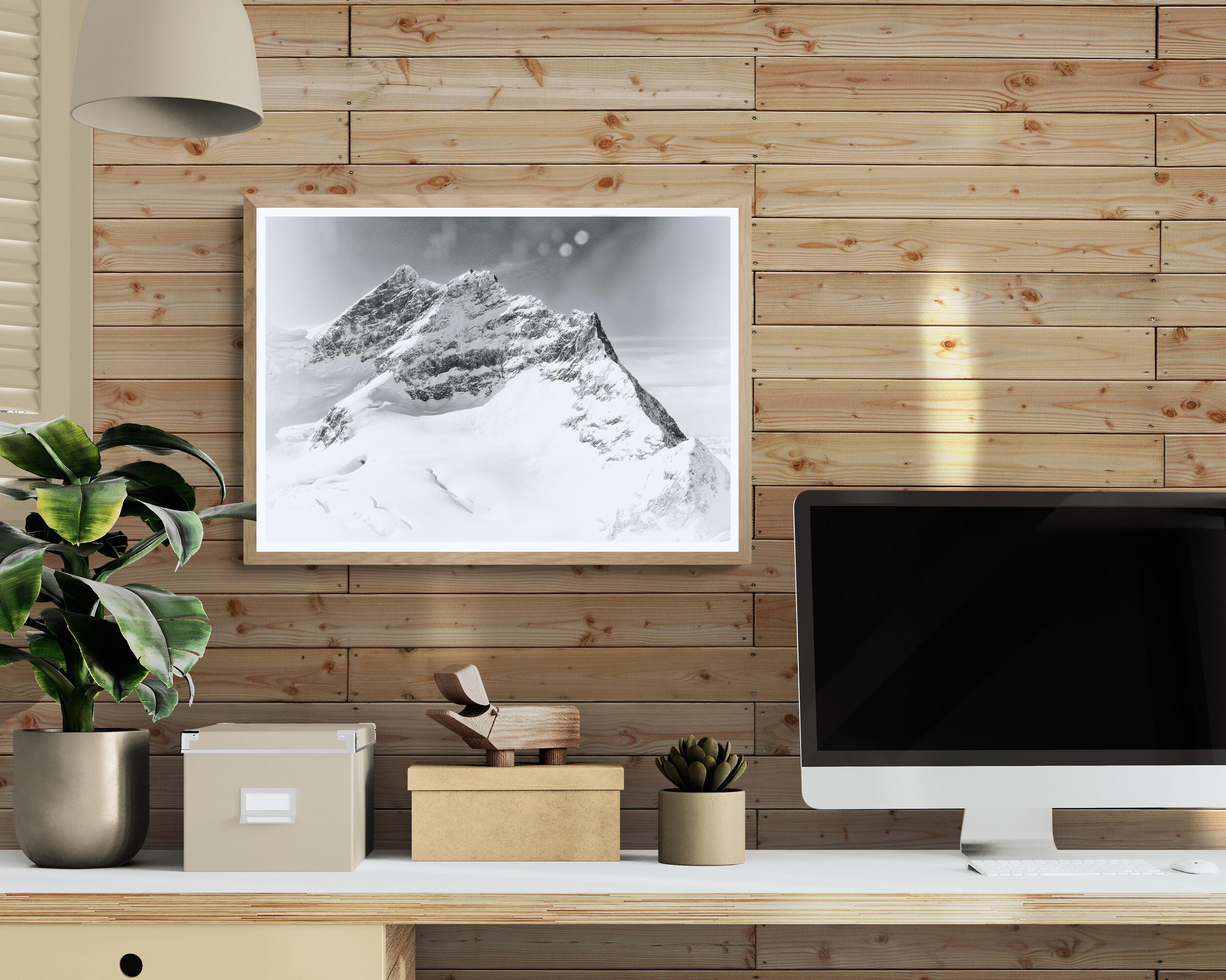 Trio of Peaks at Jungfraujoch | Ethereal Alpine Photography | Snowy Mountain Poster