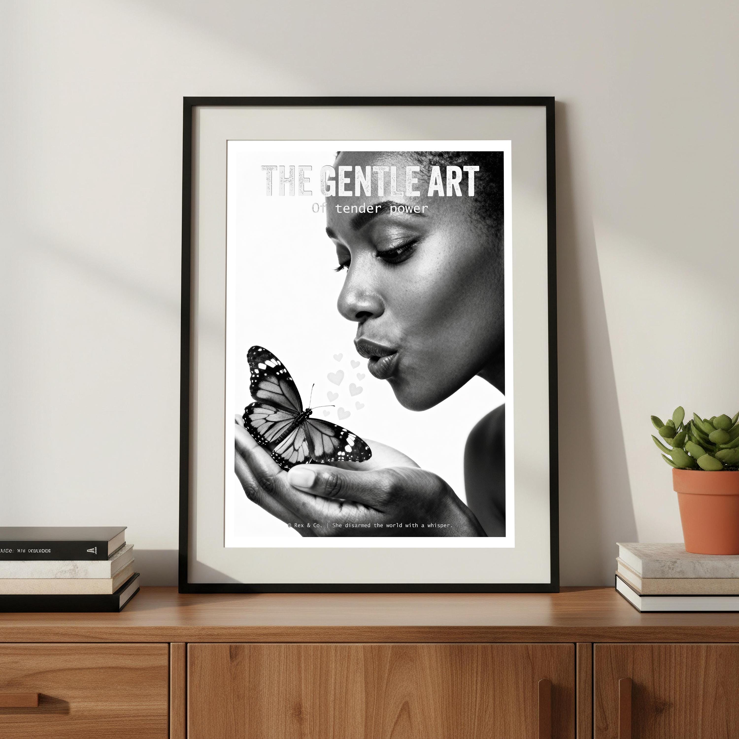 Woman and Butterfly Art | Tender Heart Poster | Feminine Wall Decor