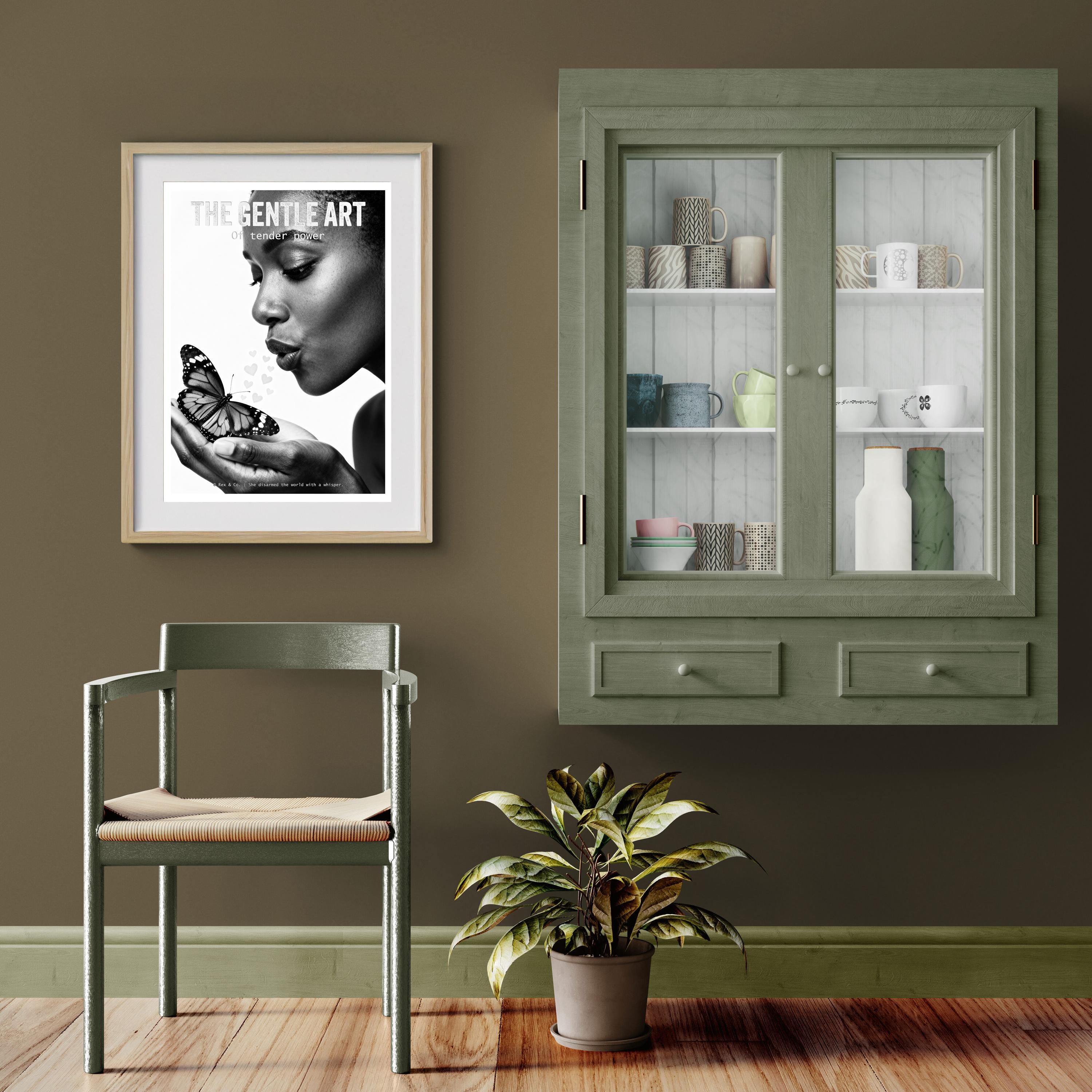 Woman and Butterfly Art | Tender Heart Poster | Feminine Wall Decor