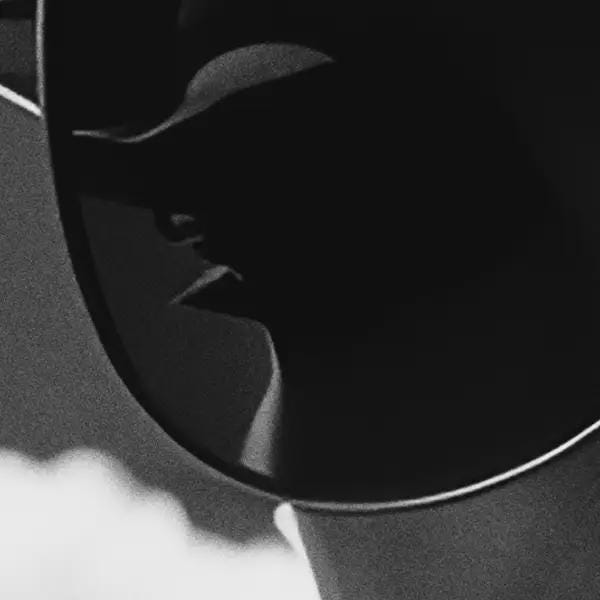 Black sunglasses with a reflective surface