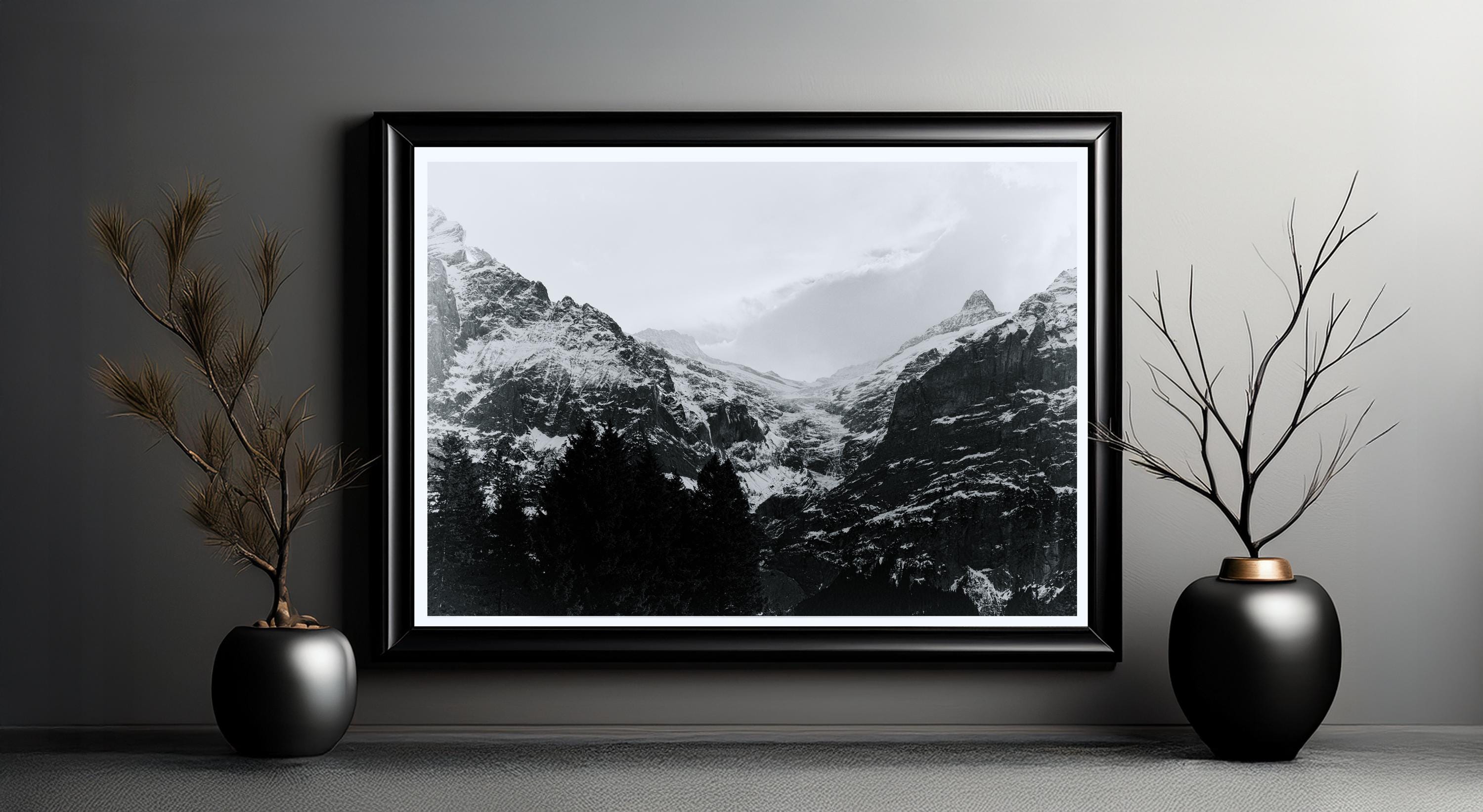 Glacial Peak Close-Up | Grindelwald | Black & White Alpine Art Print | Swiss Mountain Poster