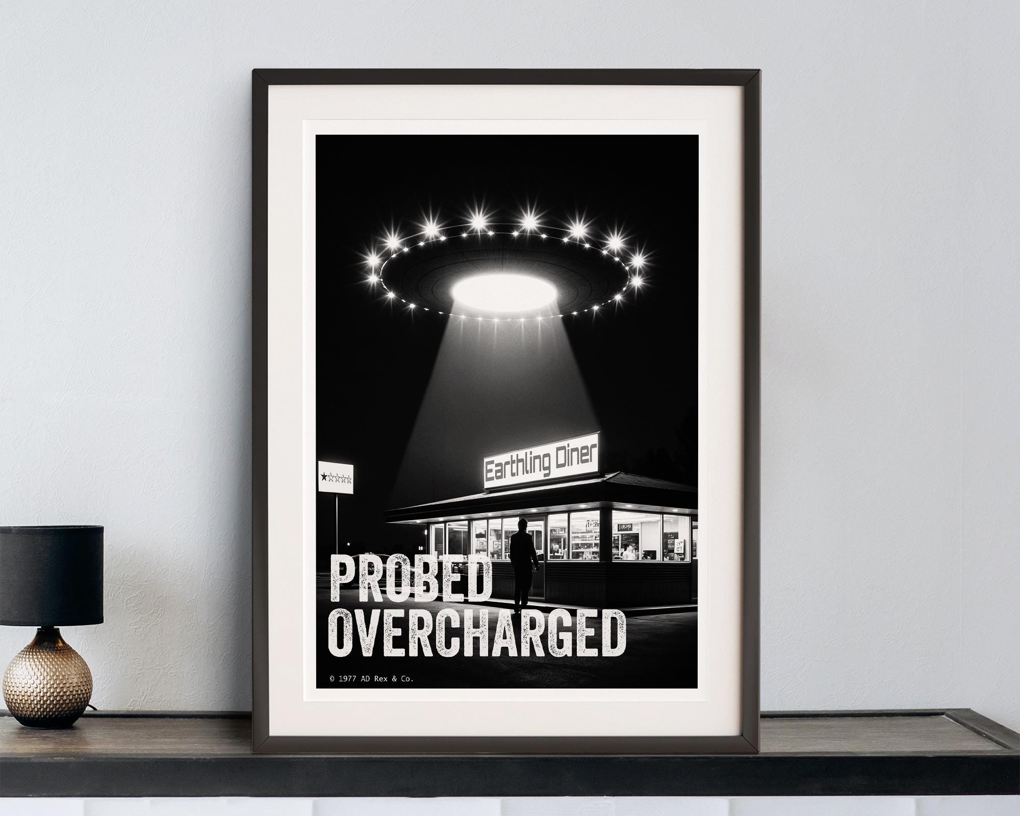 Alien Yelp Review Art Print | Sci-Fi Diner Poster