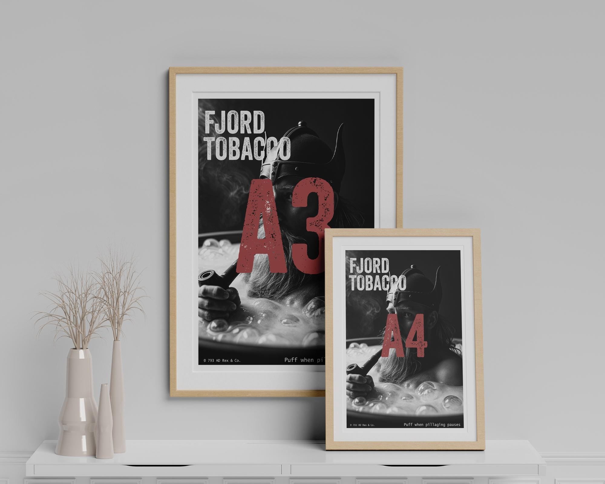 Funny Viking Hot Tub Art Print | Man Cave Smoker Poster