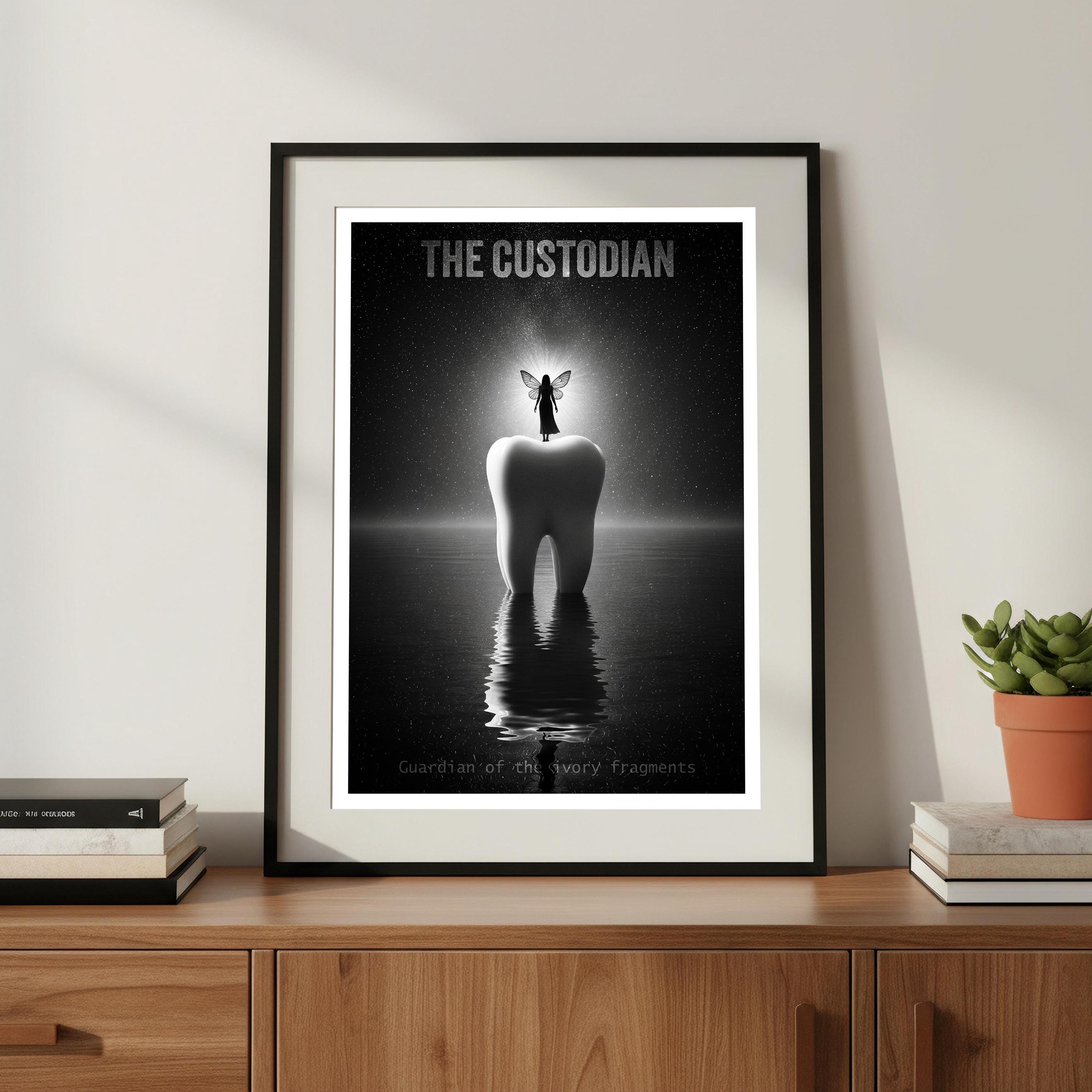 Gift for Dentist | Tooth Fairy Art Print | Surreal Dental Decor | Black and White