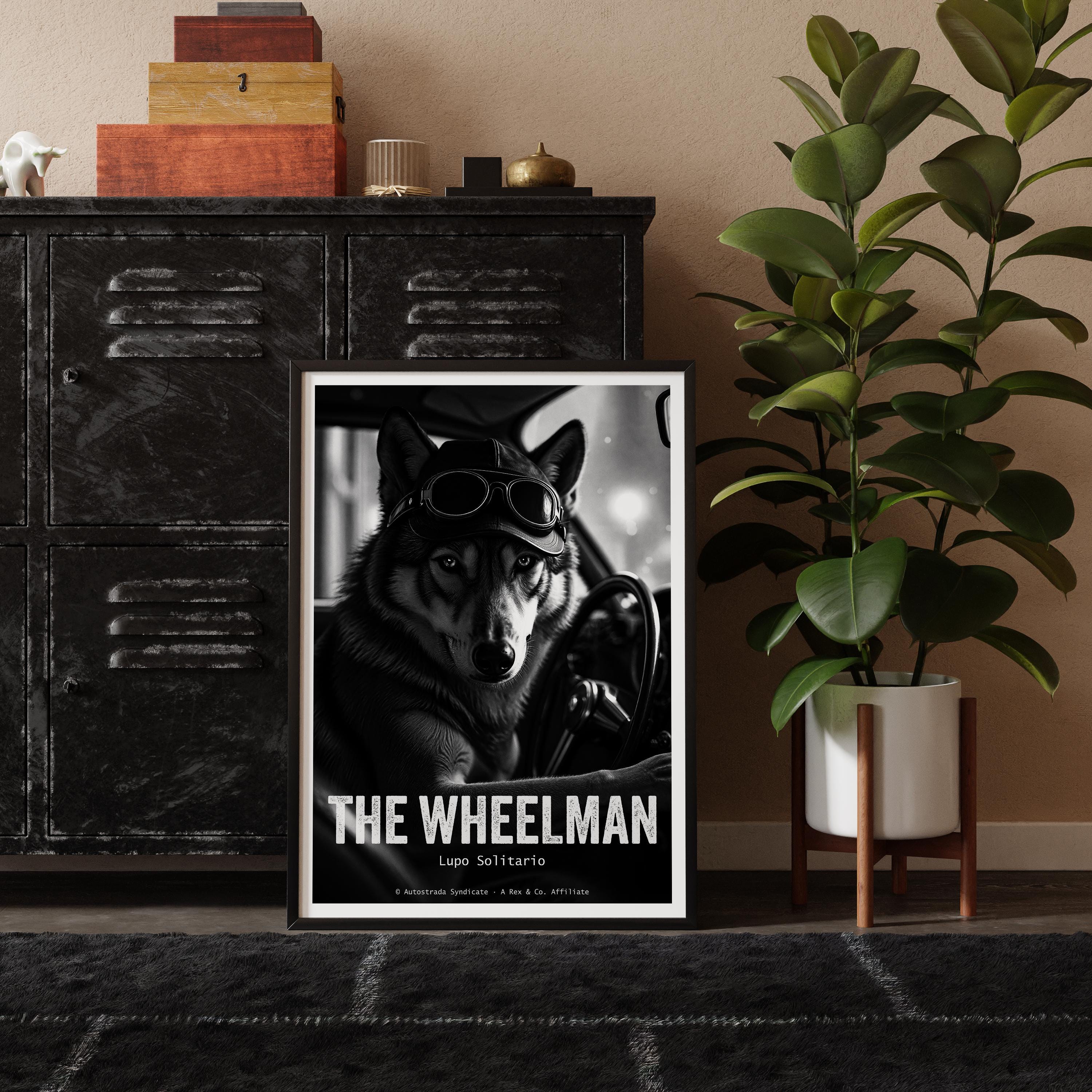 Noir Wolf Art Print | Getaway Driver Poster, Man Cave Decor