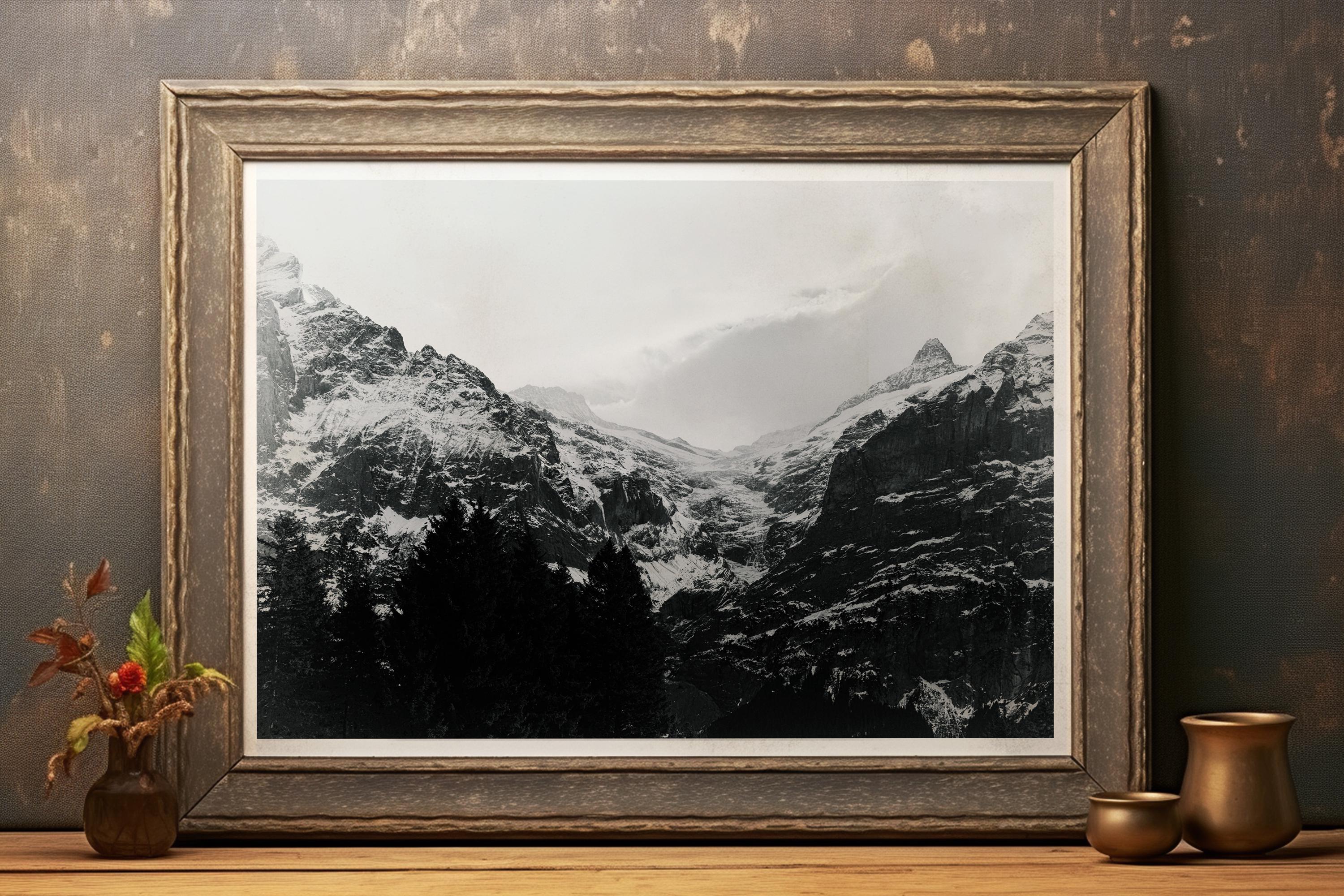 Glacial Peak Close-Up | Grindelwald | Black & White Alpine Art Print | Swiss Mountain Poster