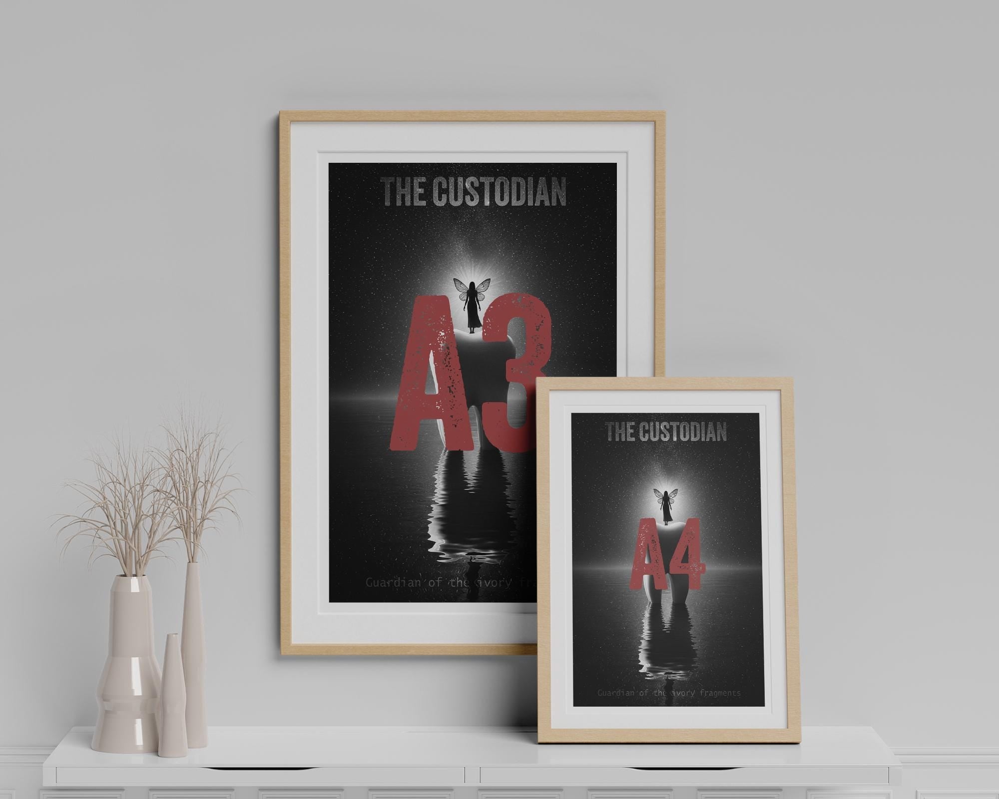 Gift for Dentist | Tooth Fairy Art Print | Surreal Dental Decor | Black and White