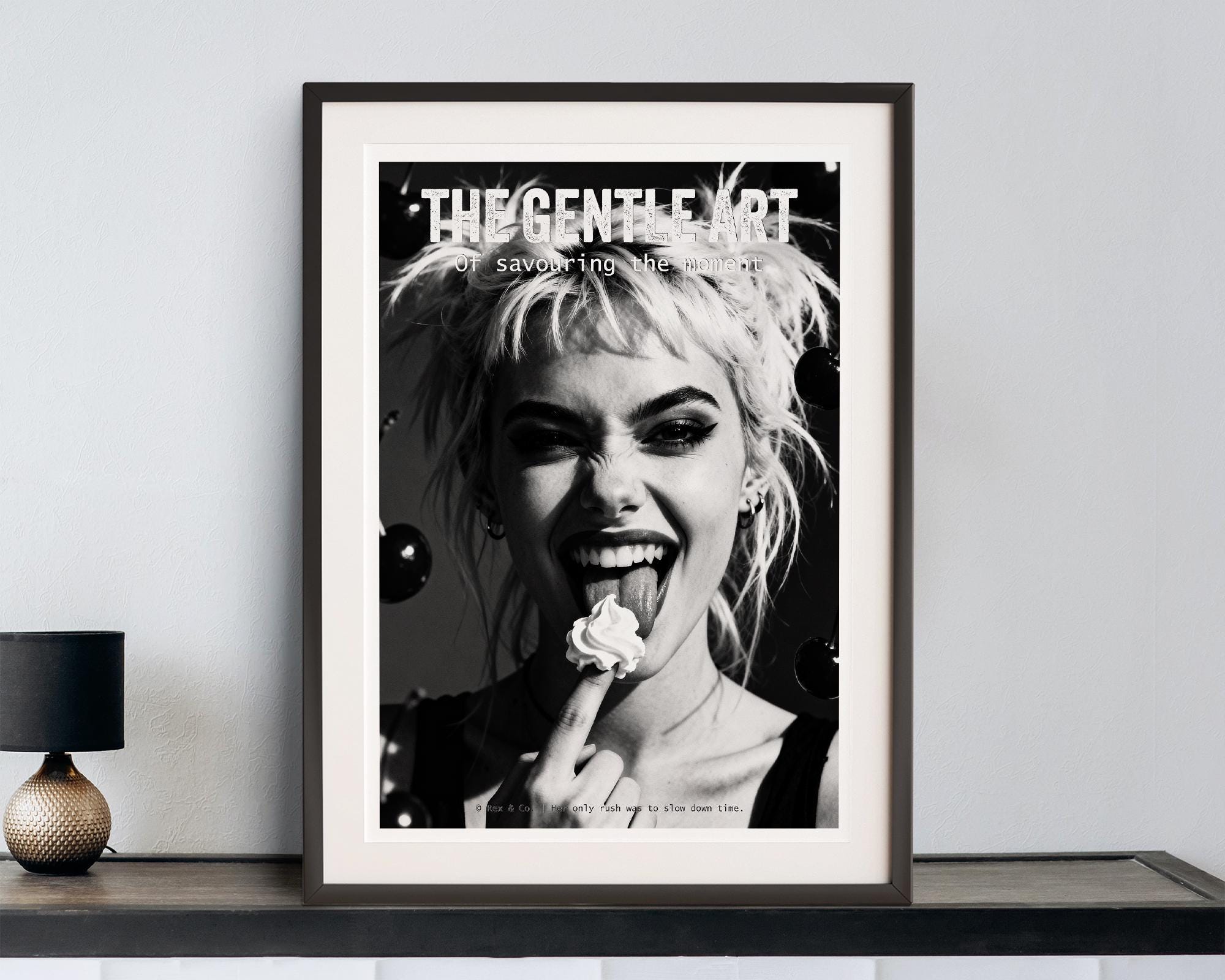 Art of Indulgence Print | Savouring the Moment Poster | Sensual Wall Art | Luxurious Home Decor