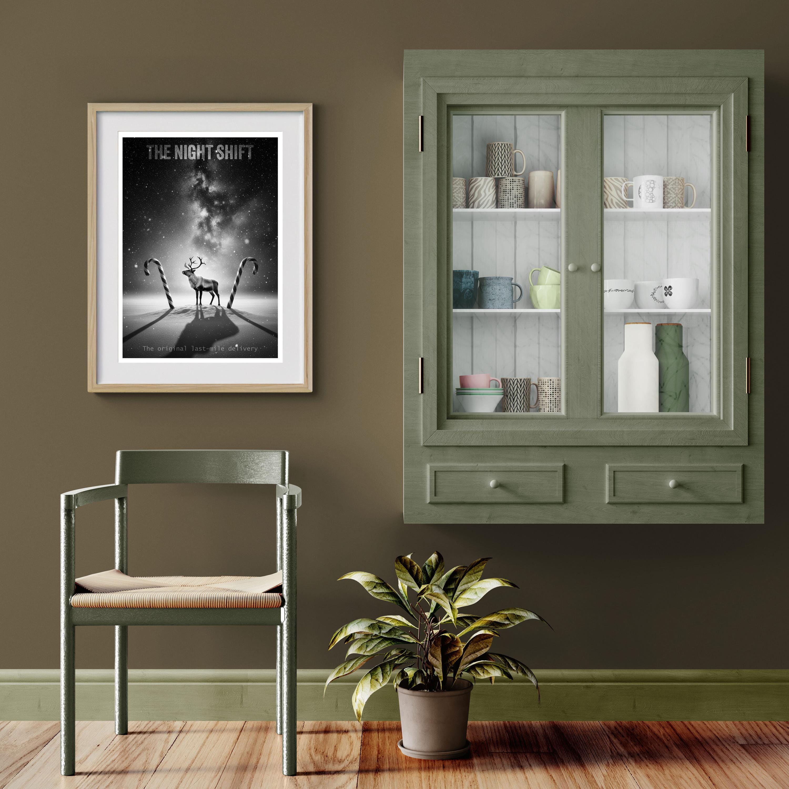 Noir Reindeer Art Print | Black and White Christmas Poster