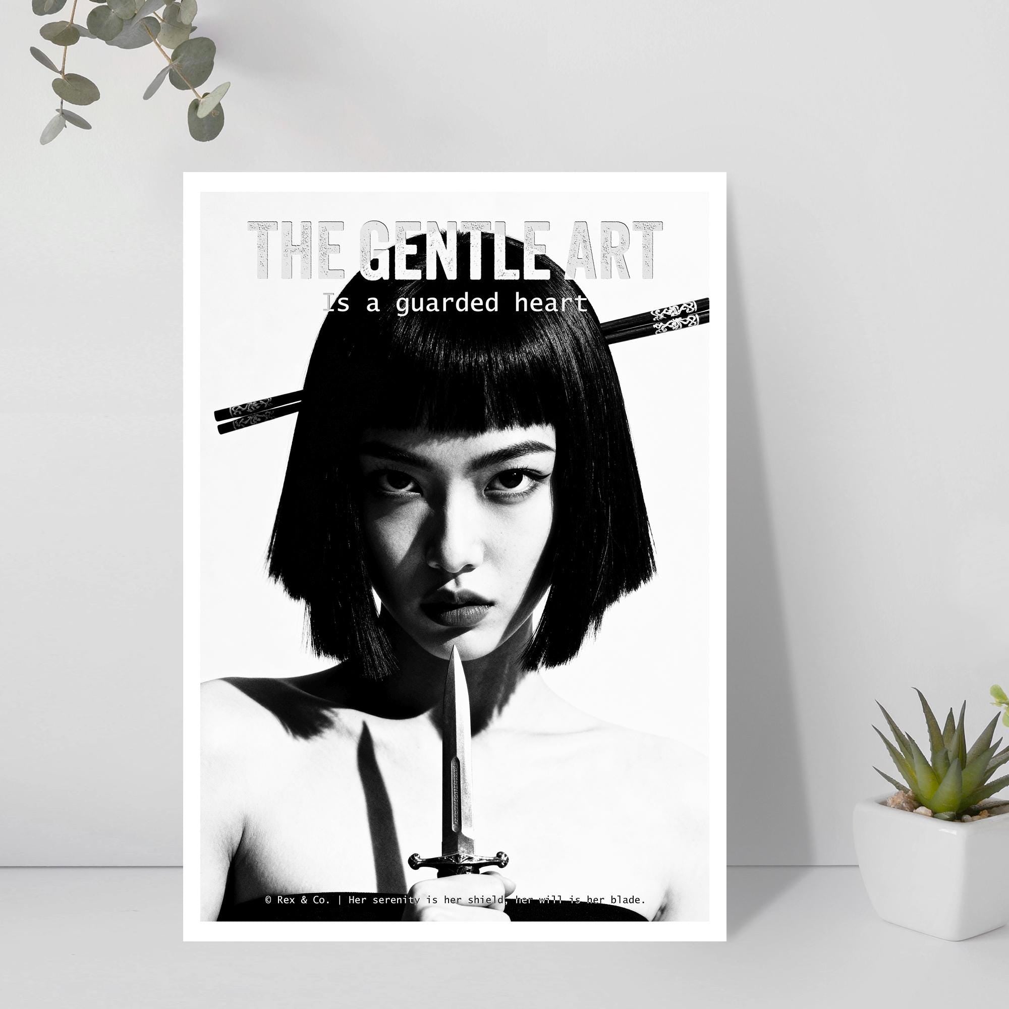 A Guarded Heart Art Print | Woman with Dagger Poster | Gentle Art Collection | Fierce Feminine Decor