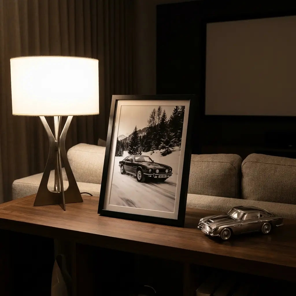 Aston Martin V8 Art Print | Black and White Poster