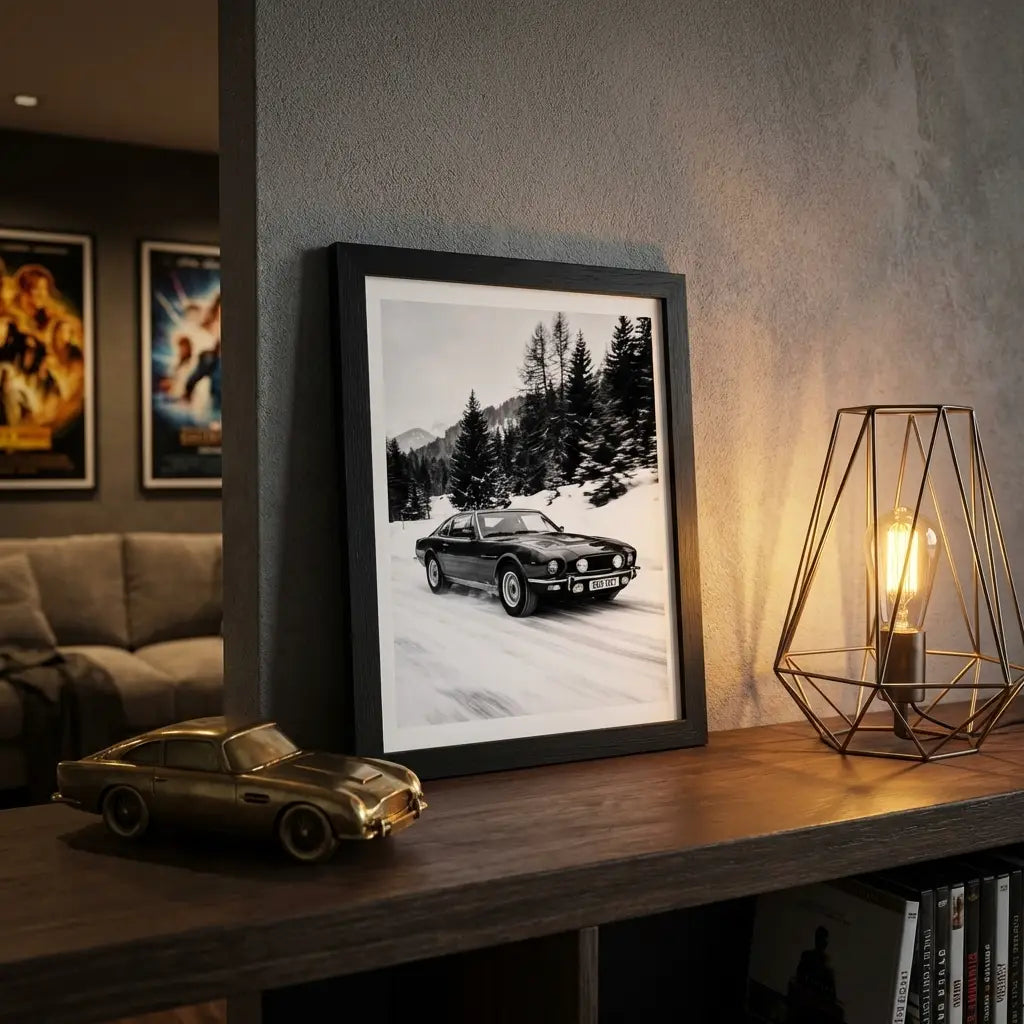 Aston Martin V8 Art Print | Black and White Poster