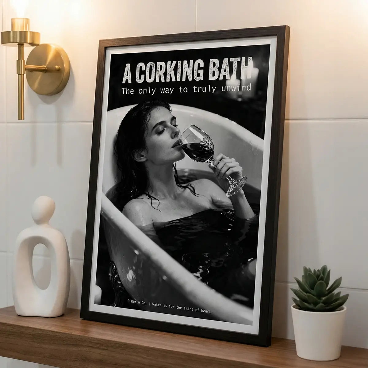 Woman in Wine Bath Art Print | Gothic Noir Bathroom Decor