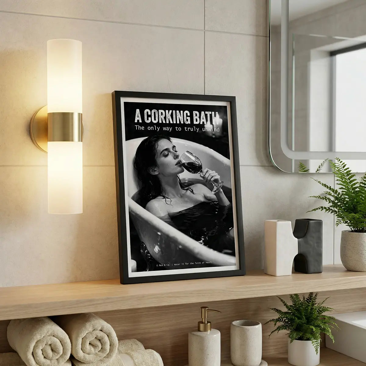 Woman in Wine Bath Art Print | Gothic Noir Bathroom Decor