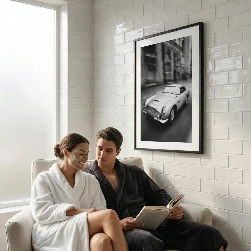 Aston Martin DB5 Print | James Bond 007 Art | Classic Car Poster | Man Cave Wall Decor