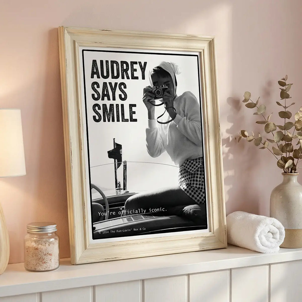 Audrey Hepburn Smile Poster | Hollywood Art | Classic Cinema Decor