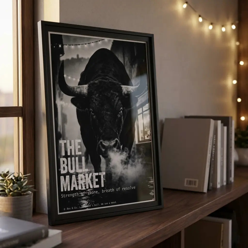 Black and White Man Cave Wall Art | Bull Market Poster