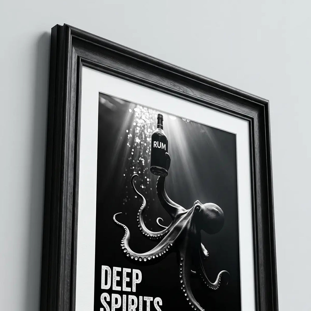 Tiki Bar Wall Art | Octopus Rum Poster | Gift for Rum Lover | Nautical Decor