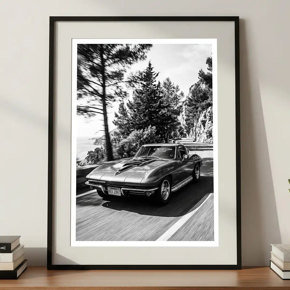 Corvette Stingray Art Print | Black and White Poster