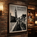 Grey Aliens Drinking Beer in London Poster | Black and White Print