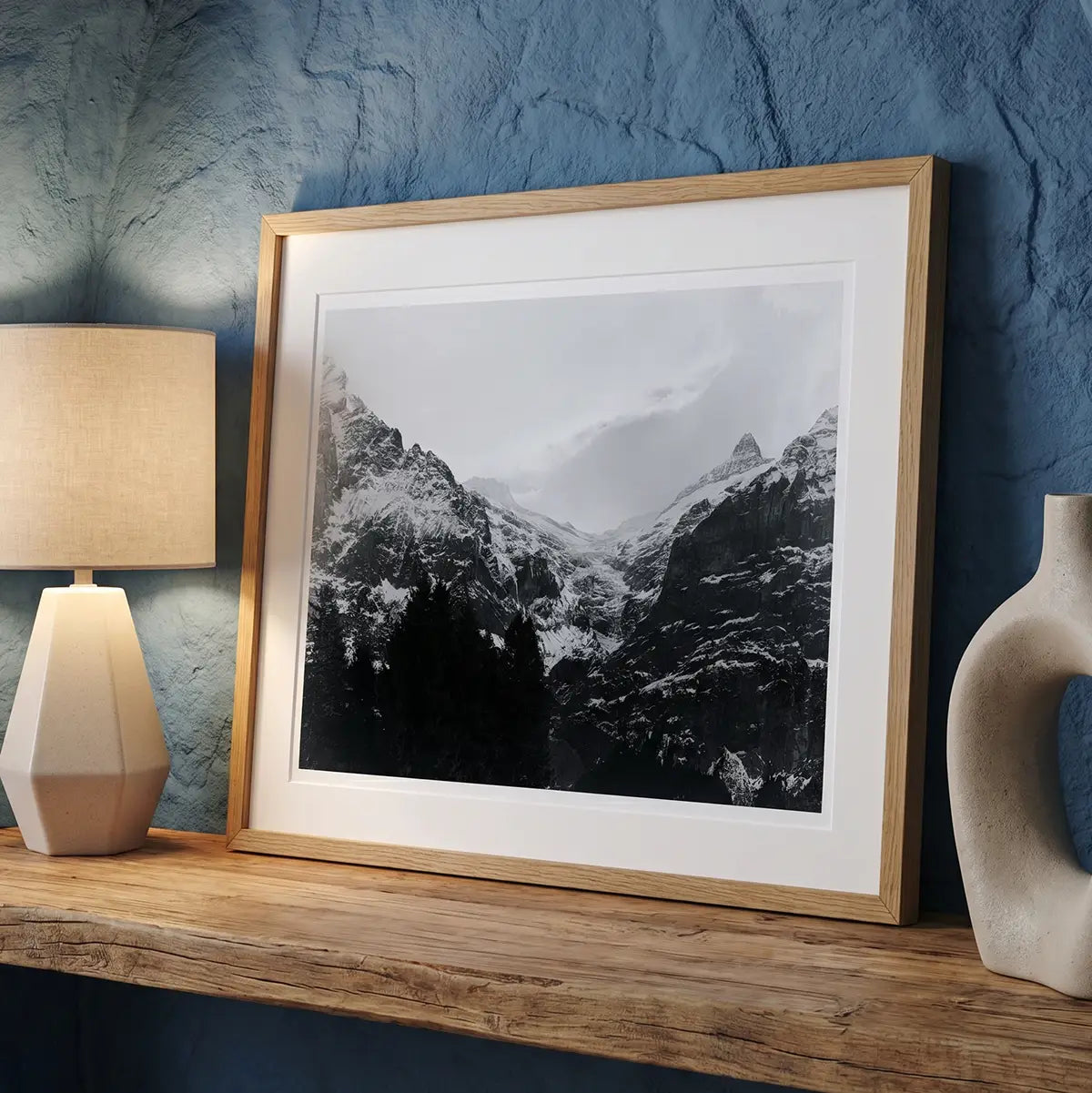 Glacial Peak Close-Up | Grindelwald | Black & White Alpine Art Print | Swiss Mountain Poster