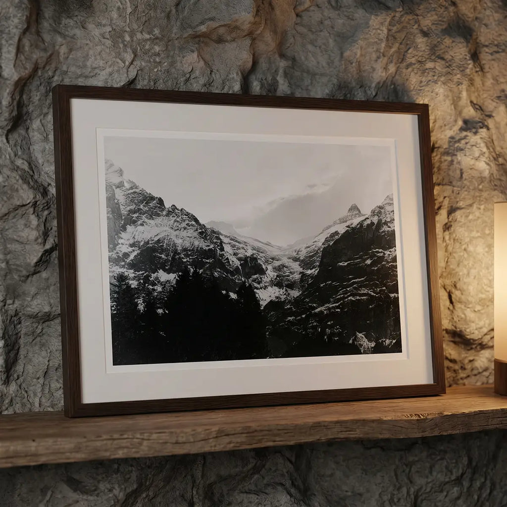 Glacial Peak Close-Up | Grindelwald | Black & White Alpine Art Print | Swiss Mountain Poster
