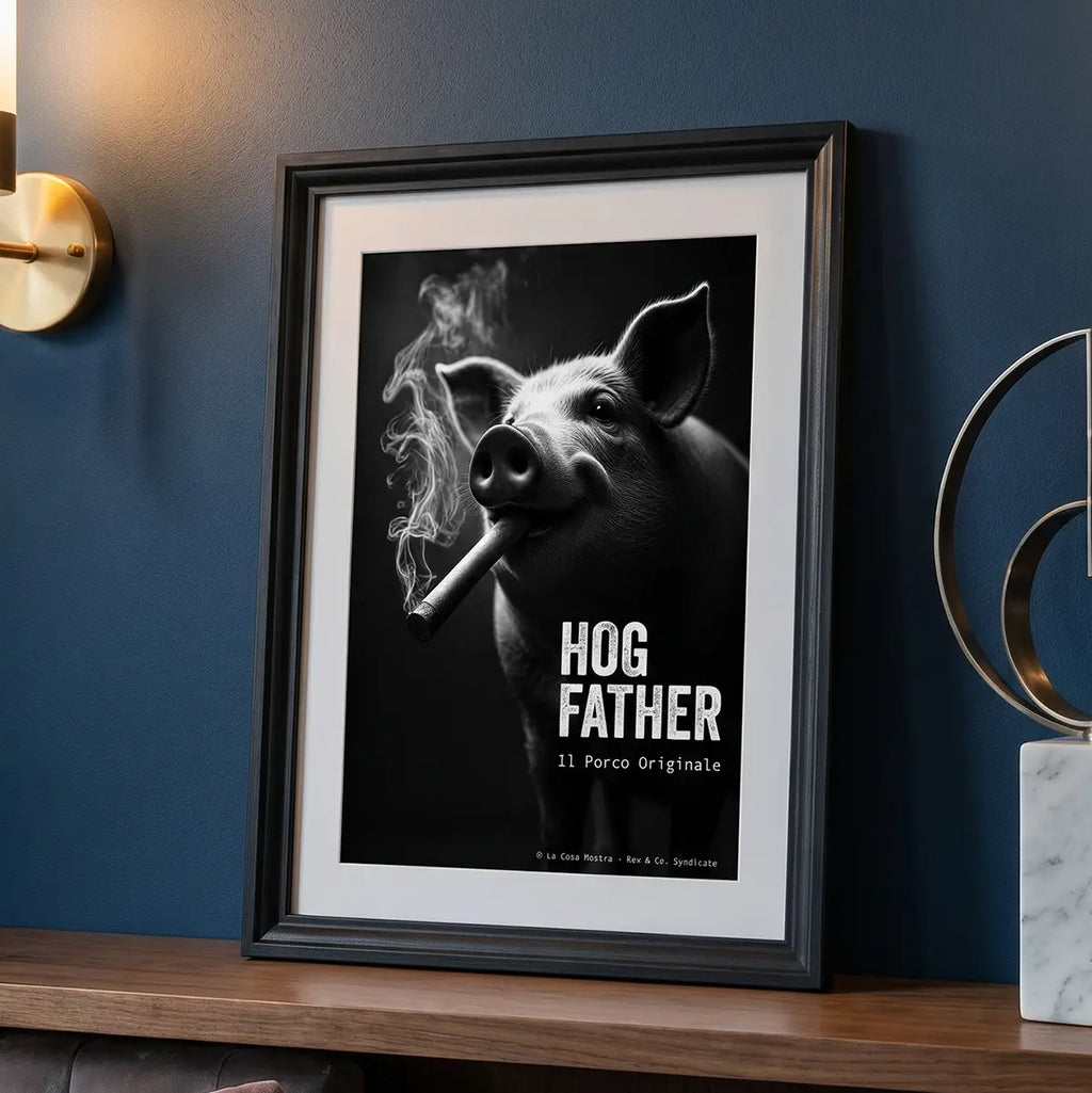 Hog Father Art Print | Funny Pig Mafia Poster