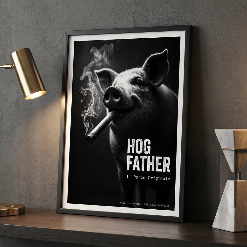 Hog Father Art Print | Funny Pig Mafia Poster