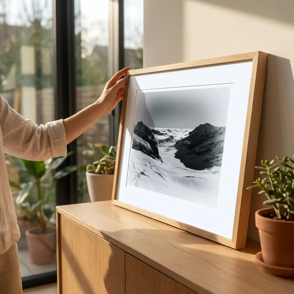 Black & White Mountain Photography | Glacier Wall Art | Jungfraujoch Cloudscape