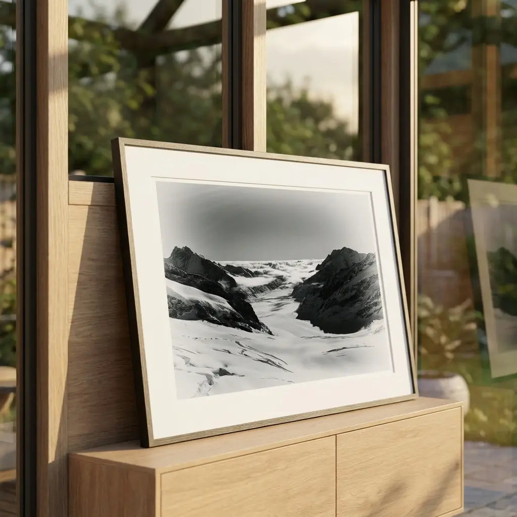 Black & White Mountain Photography | Glacier Wall Art | Jungfraujoch Cloudscape
