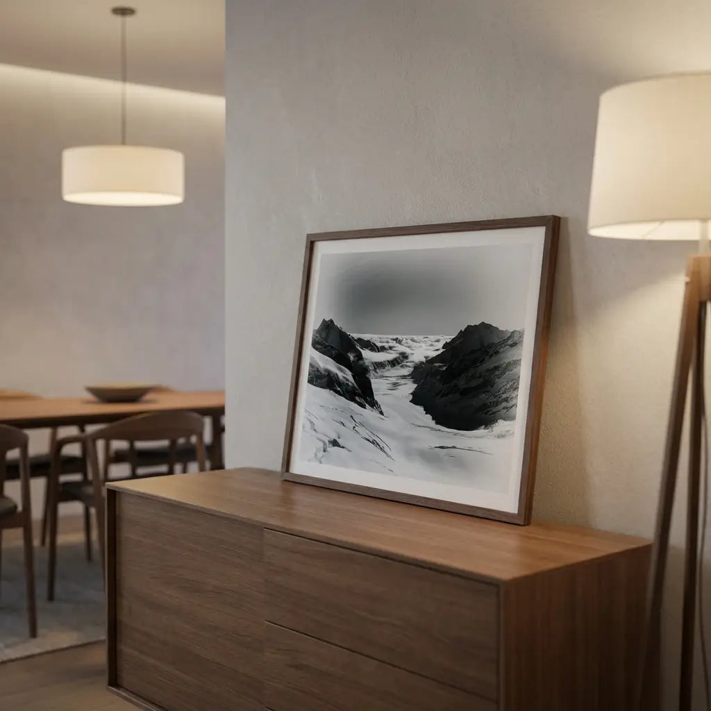 Black & White Mountain Photography | Glacier Wall Art | Jungfraujoch Cloudscape