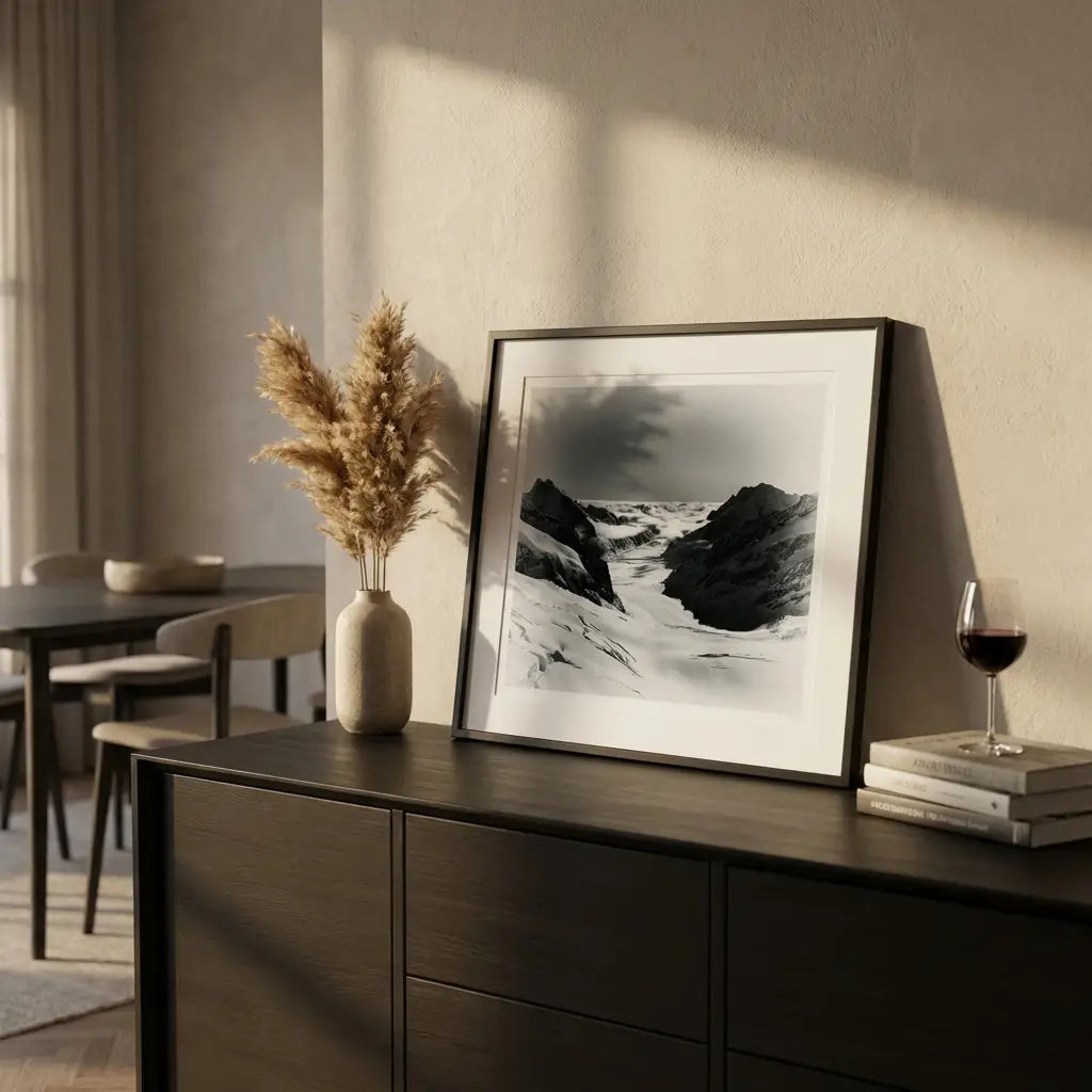 Black & White Mountain Photography | Glacier Wall Art | Jungfraujoch Cloudscape