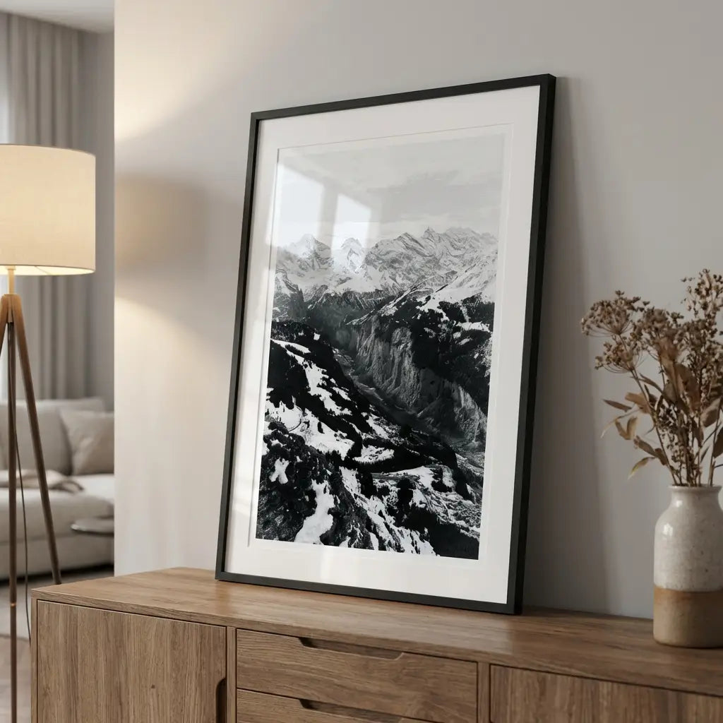 The Lauterbrunnen Vista | View from Männlichen | Black & White Alpine Photo