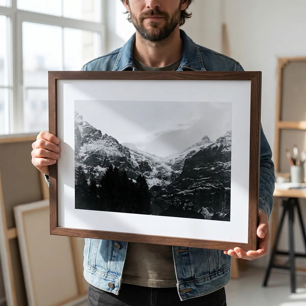 Glacial Peak Close-Up | Grindelwald | Black & White Alpine Art Print | Swiss Mountain Poster