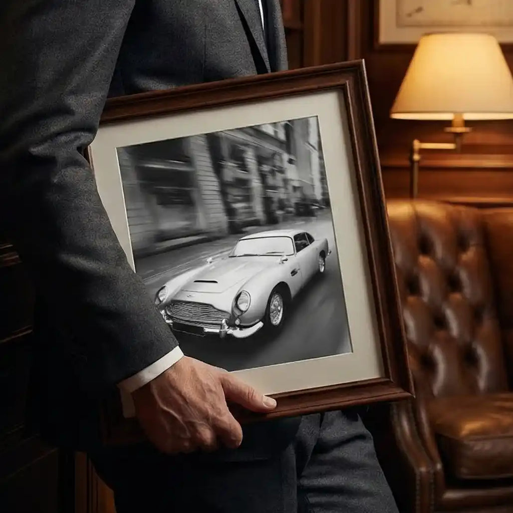 Aston Martin DB5 Print | James Bond 007 Art | Classic Car Poster | Man Cave Wall Decor