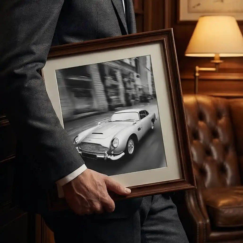 Aston Martin DB5 Print | James Bond 007 Art | Classic Car Poster | Man Cave Wall Decor