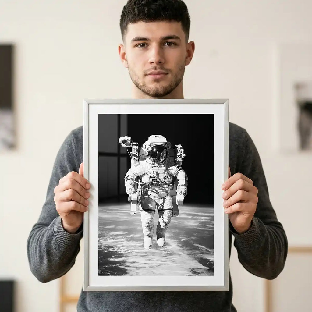 Space Wall Art | Floating Astronaut Poster | Modern Minimalist Print | Sci-Fi Home Decor