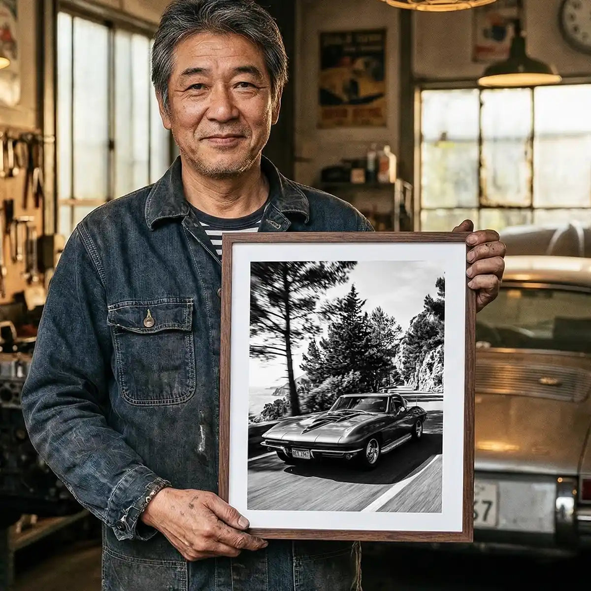 Corvette Stingray Art Print | Black and White Poster